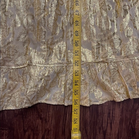 NWT Saylor Alexi Halter tie neck Gold Shiny Gown dress Medium - Picture 7 of 16